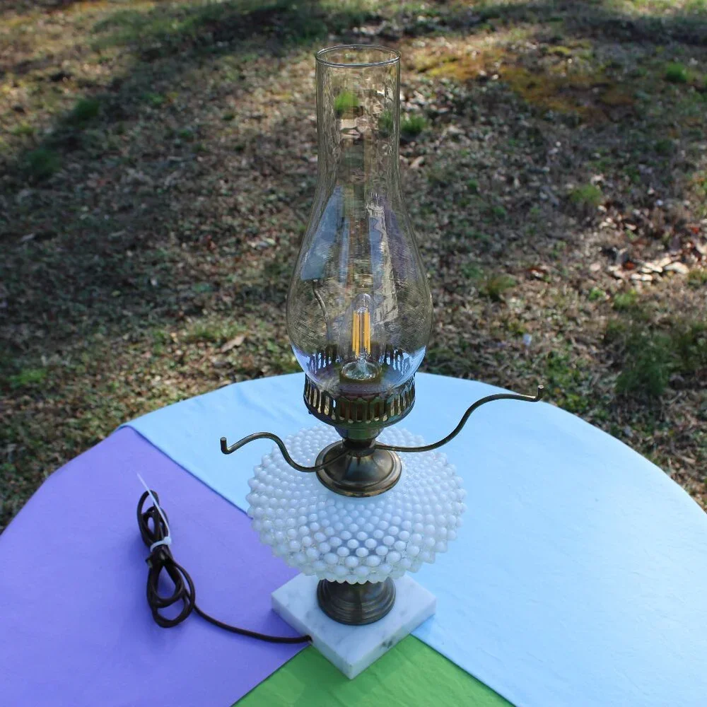 Hand Painted Fenton Student Lamp